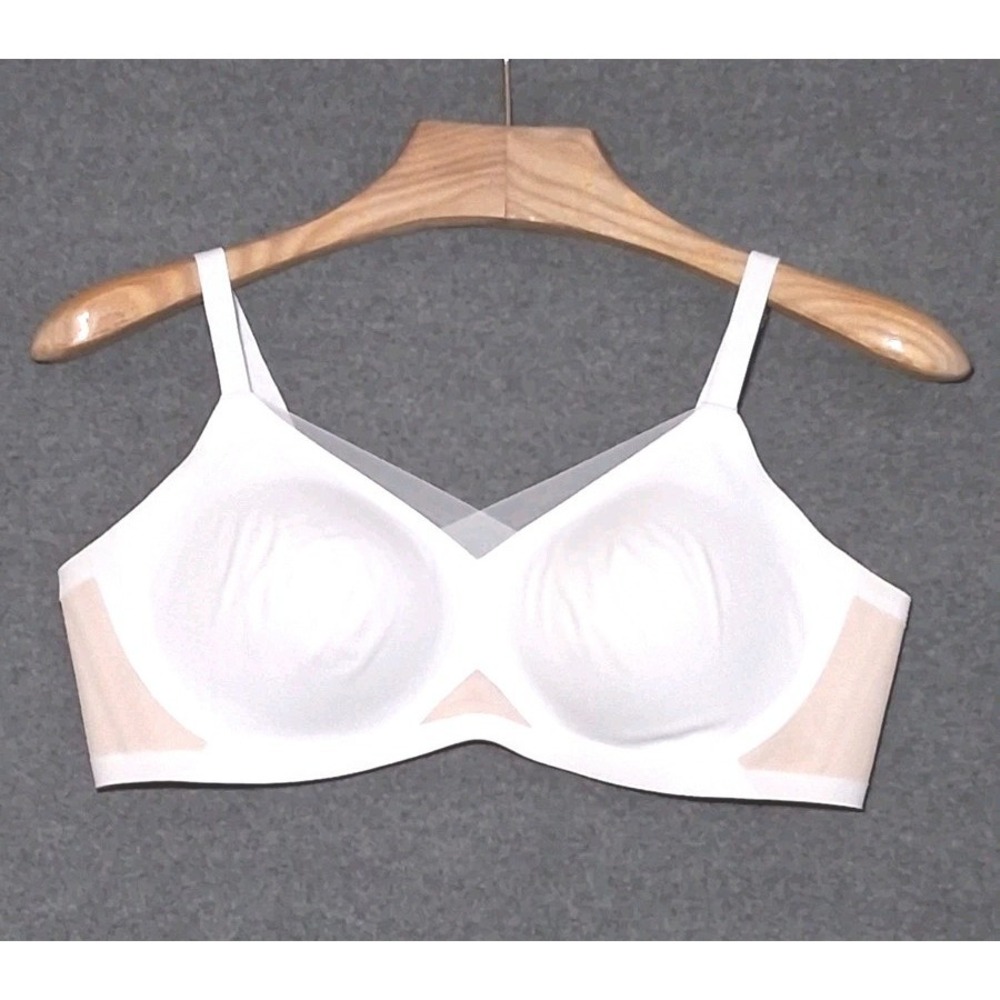Honeylove Full Coverage Comfort Wireless Bra Large White Nude Color Block EUC